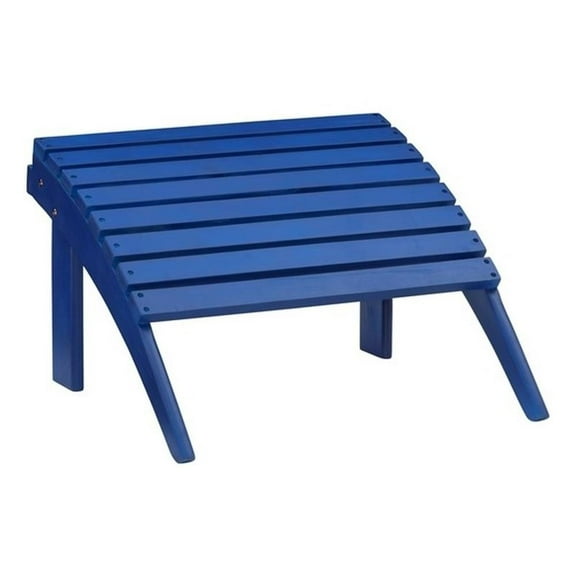 Linon Adirondack Sturdy Solid Acacia Wood Outdoor Ottoman in Blue Stain