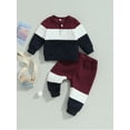 thumbnail image 2 of Liacowi Infant Baby Boys Girls Outfits Long Sleeve Contrast Color Front Button Tops Pants Set 3M 6M 9M 12M 18M 24M Toddler 2PCS Fall Outfits, 2 of 8