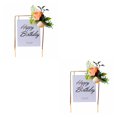 thumbnail image 3 of Adornos acrílicos Para pastel Naiovety Feliz Cumpleaños Flores Rosas Decoración Blanco Cuadrado 2Conjunto, 3 of 6