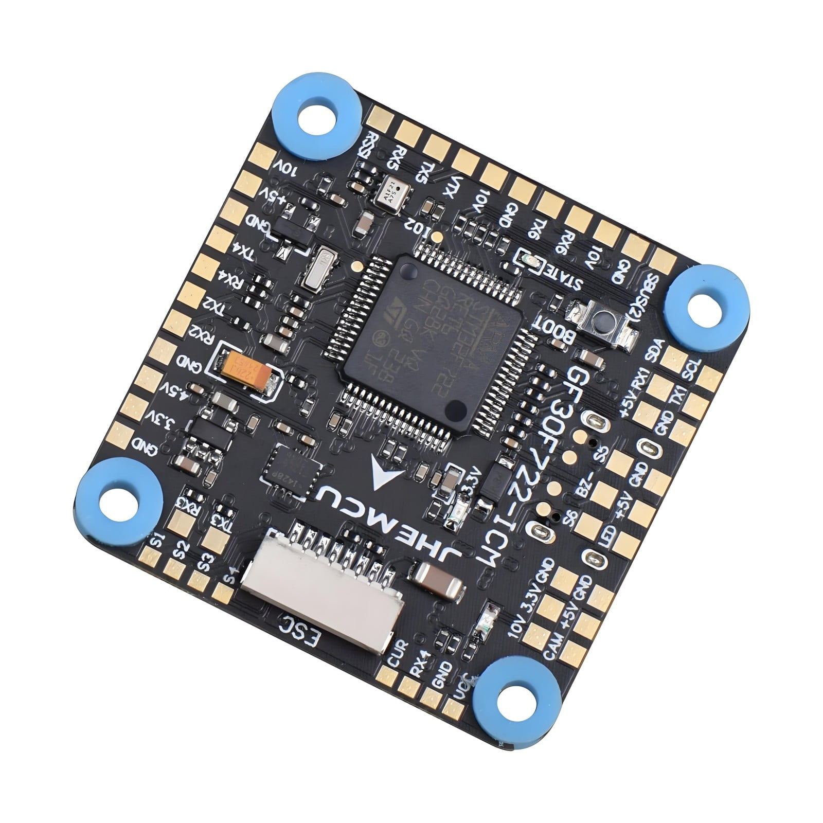 JHEMCU GF30F722-ICM F7 Flight Controller – STM32F722RET6, ICM-42688-P Gyro, 3–8S LiPo, Dual BEC 5V/10V, Betaflight OSD Blackbox for FPV Racing & Freestyle Drones