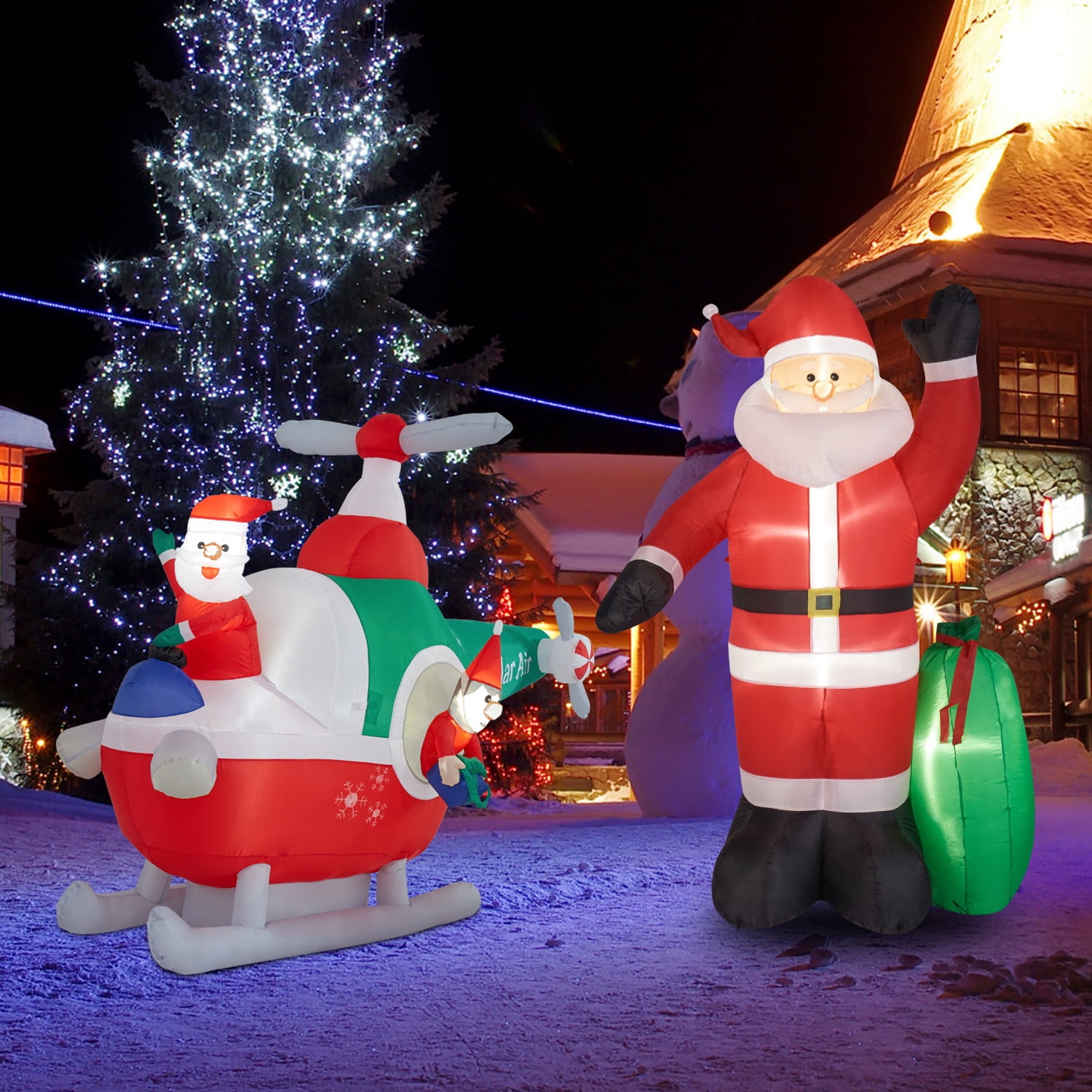 Kinbor 8Ft Height Christmas Inflatables Santa Claus & 6Ft Wide Santa