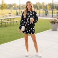 thumbnail image 4 of Womens Polka Dot 2 Piece Outfits Casual Oversized Long Sleeve Sweatshirts Shorts Set Tracksuits Sweatsuits S, 4 of 7