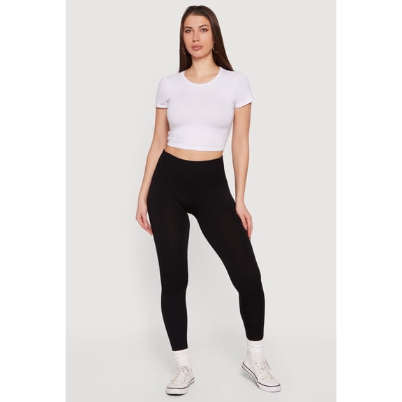Women's Fleece Lined Waffle Knit Waist Leggings