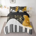 thumbnail image 2 of Manfei Music Instrument Piano 7 Pieces Bedding Comforter Set,Musical Notes Full Bedding Set,Gold White Black Fitted Sheet Flat Sheet For Kids,Luxury Bedroom Decor Reversible, 2 of 8