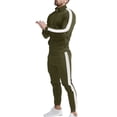 thumbnail image 1 of MAWCLOS Mens Tracksuit Long Sleeve Sweatsuits Zip Up 2 Piece Jogging Set Active Running Stand Collar Sweatshirt And Sweatpants Army Green White M, 1 of 4