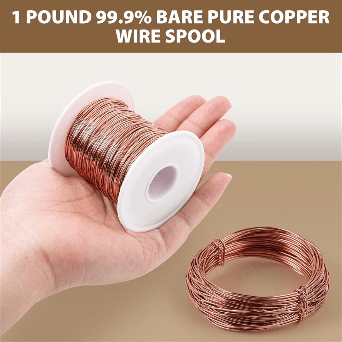 99.9% Dead Soft Copper Wire, 20 Gauge/ 0.8 mm Diameter, 328 Feet/ 100 M, 1 Pound Spool Pure Copper Wire