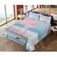 thumbnail image 4 of Ambesonne Flamingo Fitted & Top Sheet Set with Shams, Birds in Love Lake, Pink Blue, 4 of 5