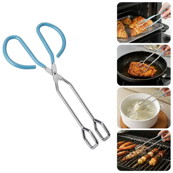 Scissor Style Stainless Steel Cooking Tongs, Comfort Anti-Slip Grip Grill Tongs for Kitchen & Barbecue