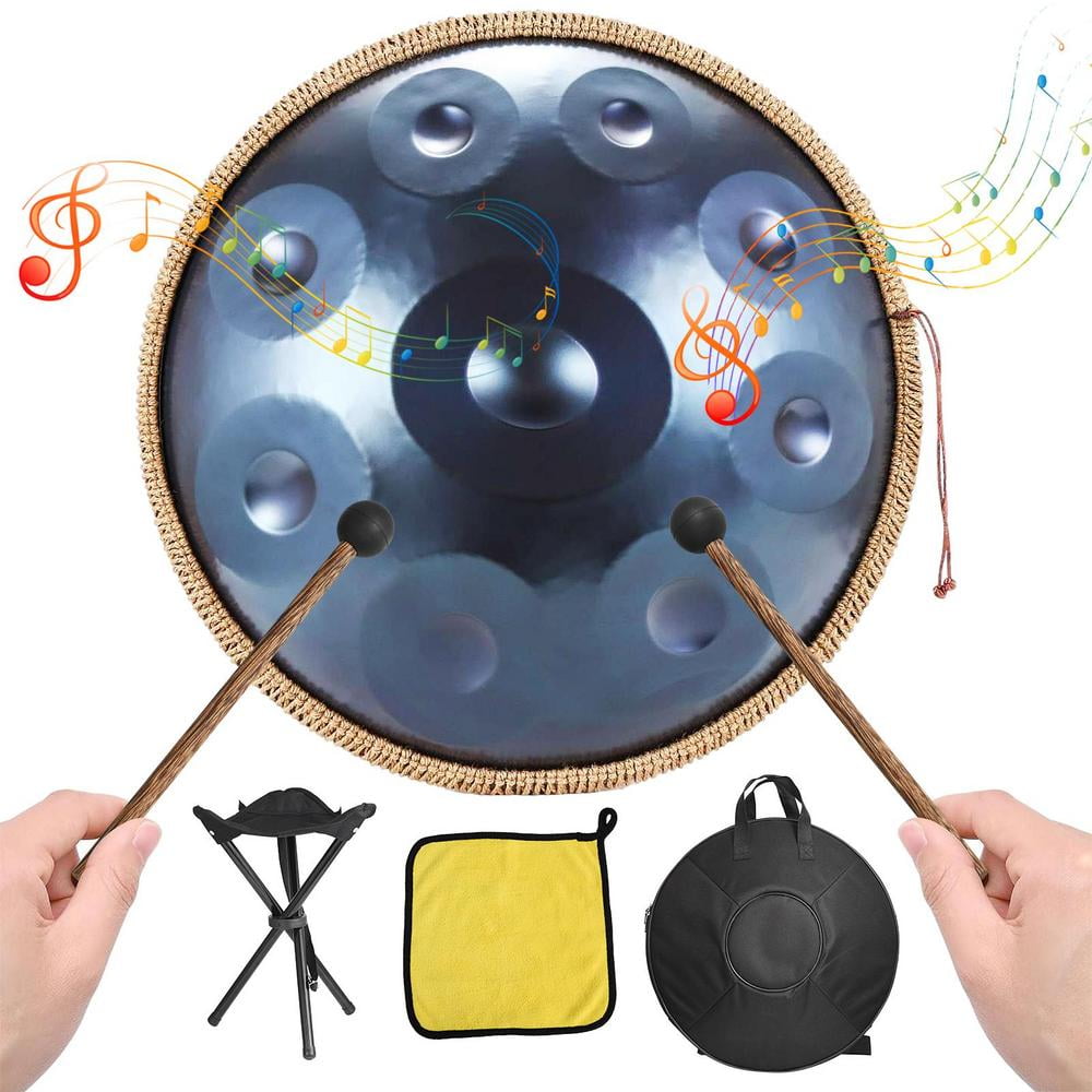 Professional 9-Note G Minor Handpan Drum, 18 Inch Steel Instrument for Meditation, Therapy, Live Shows