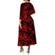 thumbnail image 3 of Vestido largo VisiChenup, sexy, negro y rojo, cuello en V, manga larga, 3 of 3