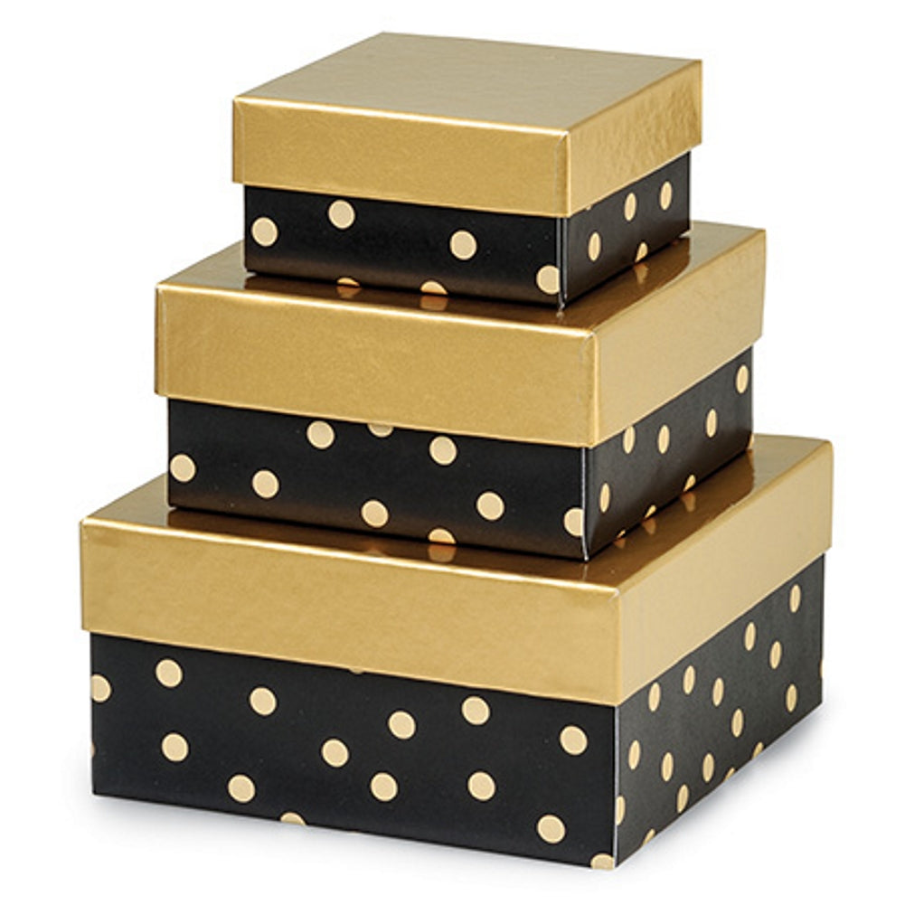 Golden Midnight Small Nested Boxes 3 Piece Set 2 Sets (nb3sgm