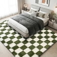 thumbnail image 5 of Pentantan 5ft x 8ft Shag Area Rugs for Living Room, Classic Checkered Fluffy Bedroom Carpet, Dark Green & White, 5 of 7