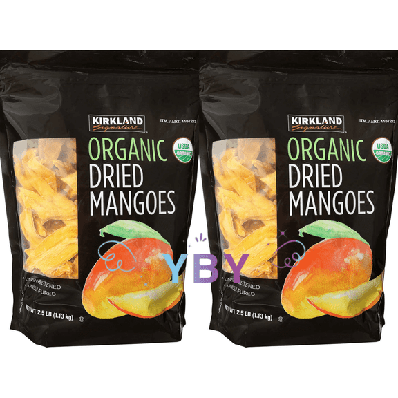 2 Packs Kirkland Signature Organic Dried Mangoes 40 OZ Each Pack, Total 5 lbs