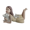thumbnail image 1 of Figura de perro de niña, decoración de escritorio, obra de arte coleccionable, adorno, regalo creativo Amarillo a la izquierda, 1 of 9