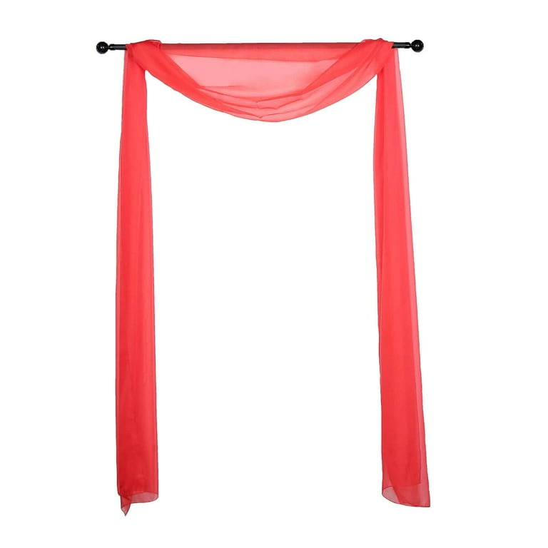 Efavormart 18Ft Red Sheer Organza Curtain Panels Window Scarf Valance Wedding Arch Draping Fabric for Top Table Event Party Home Decor Stair Bow Backdrop Curtain Decoration Walmart