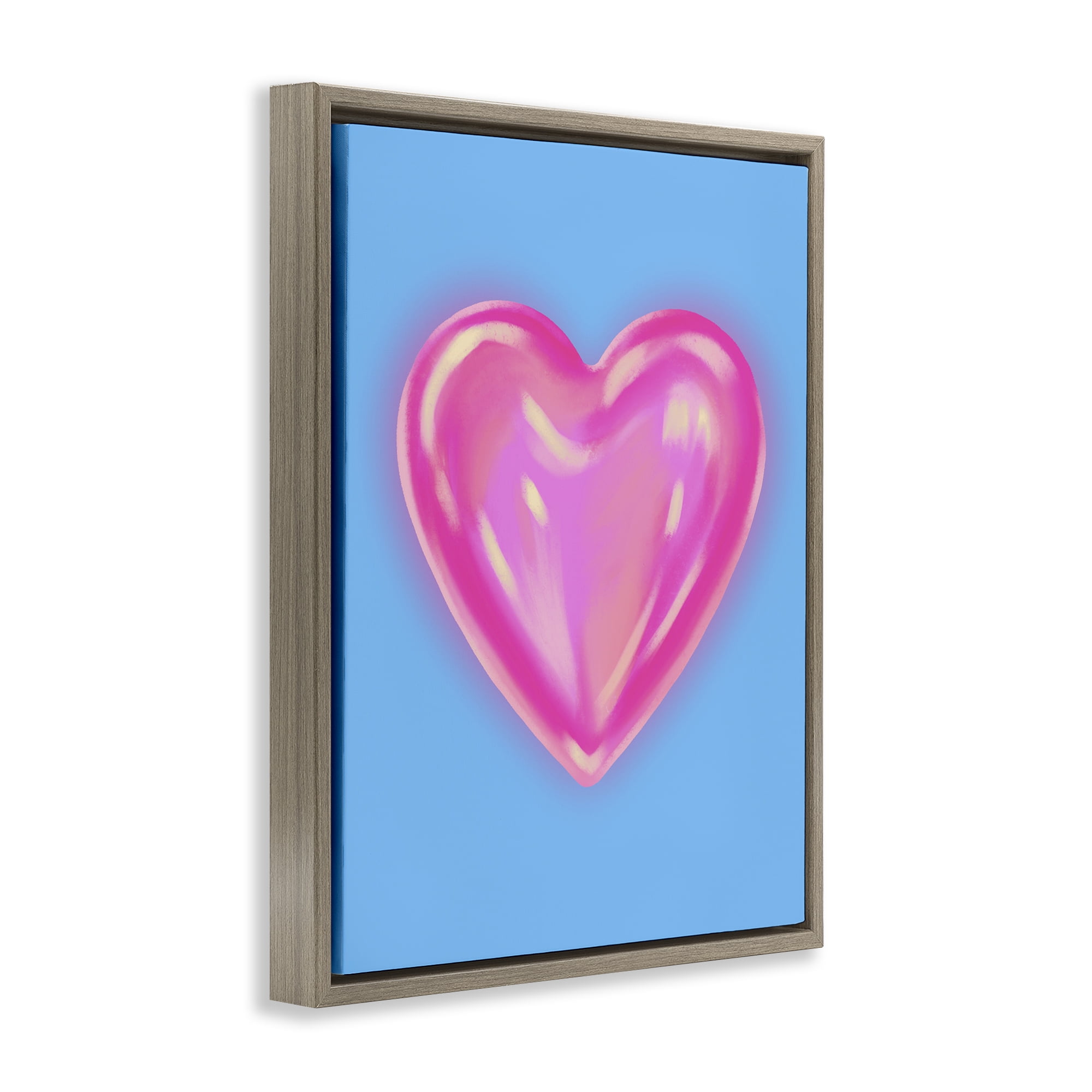 Stupell Industries Watercolor Sculptural Heart Abstract Painting Brown Floater Framed Canvas Art Print Wall Art, 17 x 21