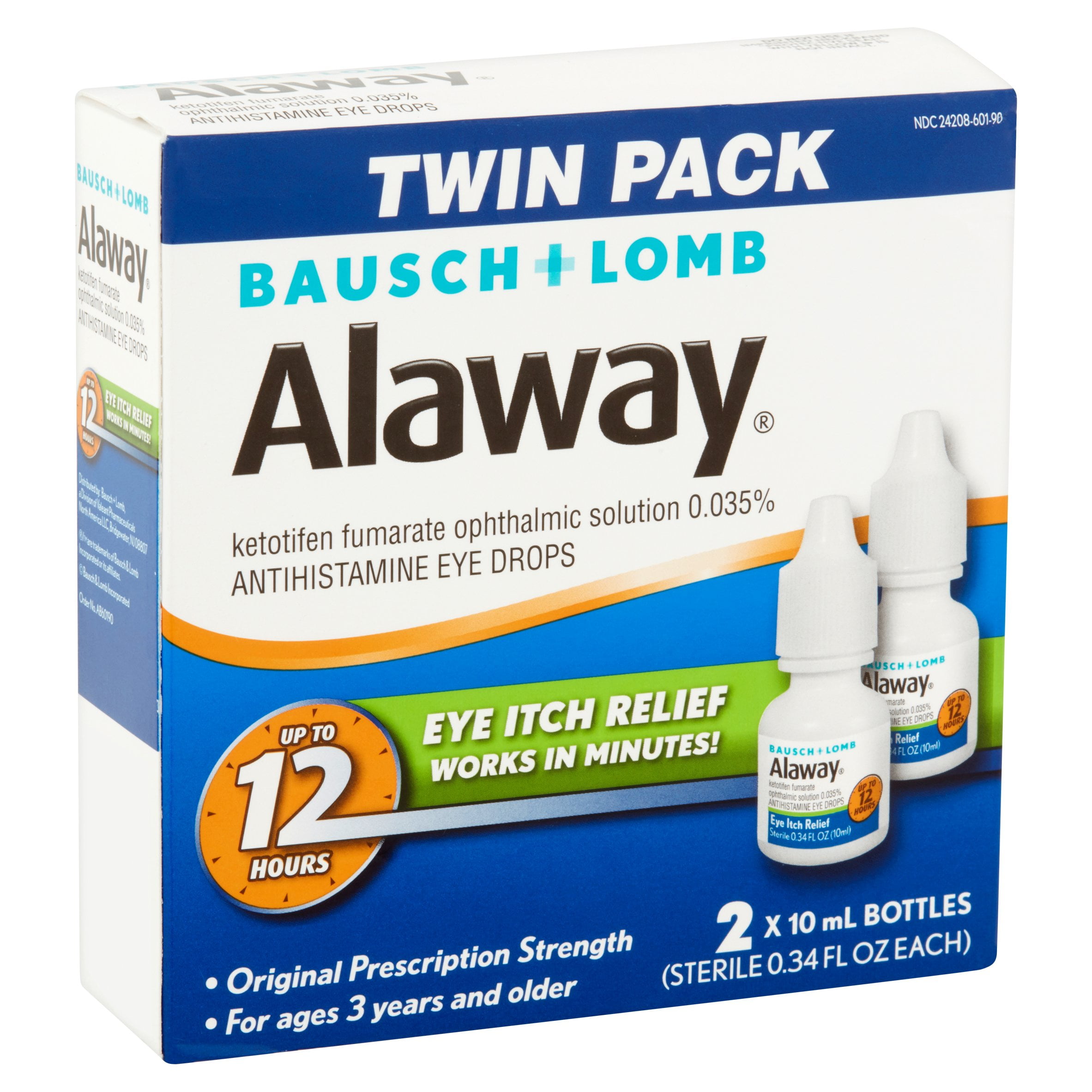 Bausch + Lomb Alaway Antihistamine Eye Drops Twin Pack, 0.34 fl oz, 2 count  