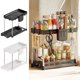 thumbnail image 1 of Estante organizador desmontable bajo el fregadero con ganchos - Estantería de plástico blanca para muebles de fregadero de cocina y baño, 1 of 6