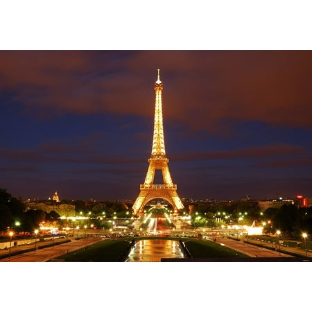 HelloDecor Polyster 7x5ft Night Lighting Paris Eiffel Tower Photography Backdrop Photo