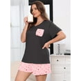 thumbnail image 2 of SHOWMALL Women's Plus Size Pajama Set, Pink Tiger Hearts 2X 2 Piece Loungewear Sleepwear for Spring Summer Fall, Short Sleeve Top and Printed Shorts with Side Pockets,, 2 of 8