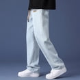 thumbnail image 2 of Mens Casual Jog Pants Male Jeans Comfort Stretch Denim Straight Leg Relaxed Elastic Waist Multi Pocket Solid Color Jeans Bu1 Fashionable Lounge/Casual Wear XXXL, 2 of 7