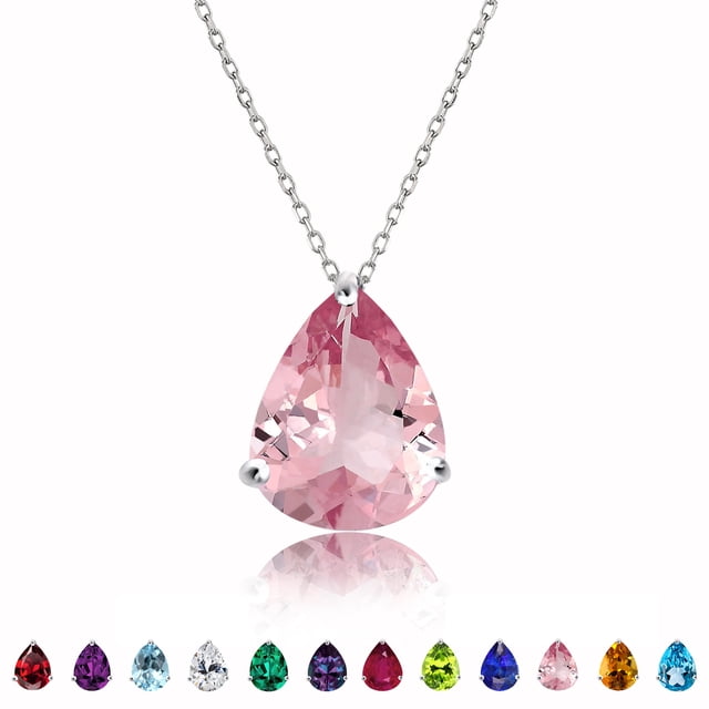 Collar con colgante deslizante solitario JeenMata 1.5 TCW Turmalina rosa Chapado en oro blanco
