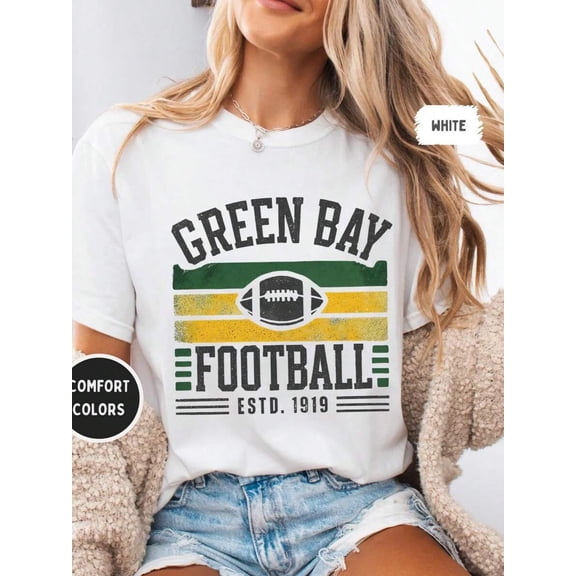 Vintage Green Bay Football  T-Shirt, Wisconsin Unisex Tee Shirt, Green Bay Fan Apparel, Football Sunday Shirt, Game Day Attire