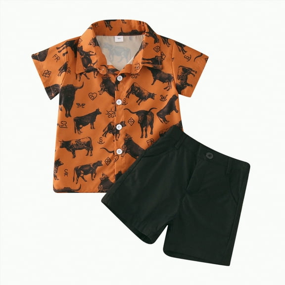Toddler Clothes for Boys Baby Outfits Kids Spring Summer Cotton Animal Print Short Sleeved Beach 0 6 12 18 24 Months 2T 3T Pants Set T Shirt Shorts Two Piece 2