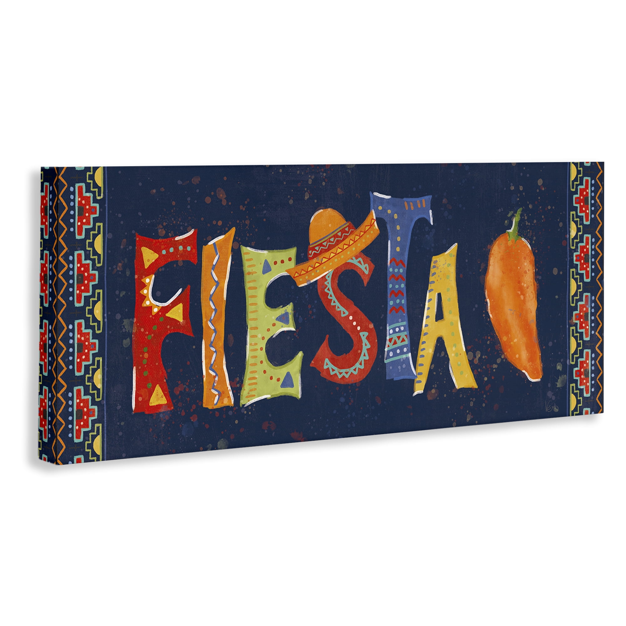 Stupell Industries Fiesta con Pimiento Colorido Food & Beverage Painting Wrapped Canvas Art Print Wall Art, 30 x 13