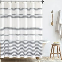 Navy Blue and White Striped Shower Curtain Fabric Shower Curtain for Bathroom Modern Striped Shower Curtain Winter Waterproof in Bath 70x84 inches Shower Curtain with Curtain Hooks Dorm