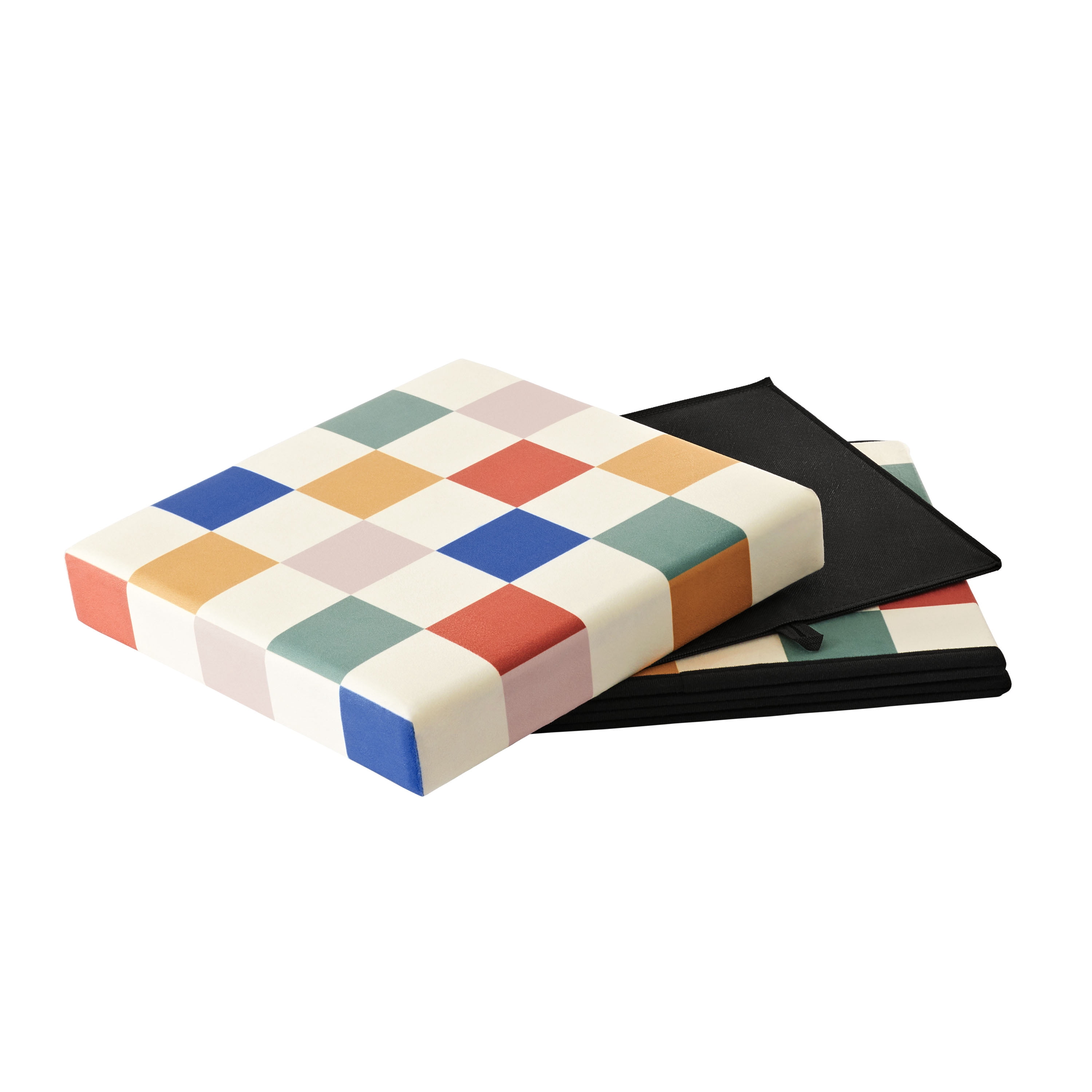 Mainstays Collapsible Storage Ottoman, Multi Color Check