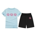 thumbnail image 4 of Girl Outfits 3-6 Months Tie Dye Heart Print Short Sleeve Top and Shorts 2 Piece Clothes Soft Fit Shorts Clothing Set,Z1-Light Blue,110(3-4 Years), 4 of 4
