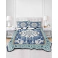 thumbnail image 3 of Blue Boho Full Size Down Alternative Comforter, Lightweight Comforter Quilt Bedding Set with Pillow Shams Farmhouse Bohemian Medallion Oriental Flower All Seasons Bed Comforter Duvet Insert 78"x90", 3 of 7