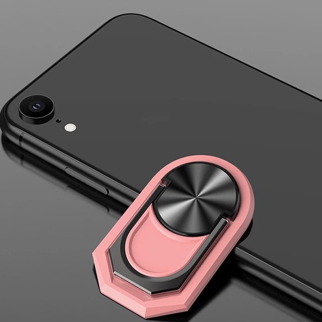 360° Rotation Metal Ring Grip Holder Finger Kickstand for Magnetic Car Mount Compatible with All Smartphone, Light Pink