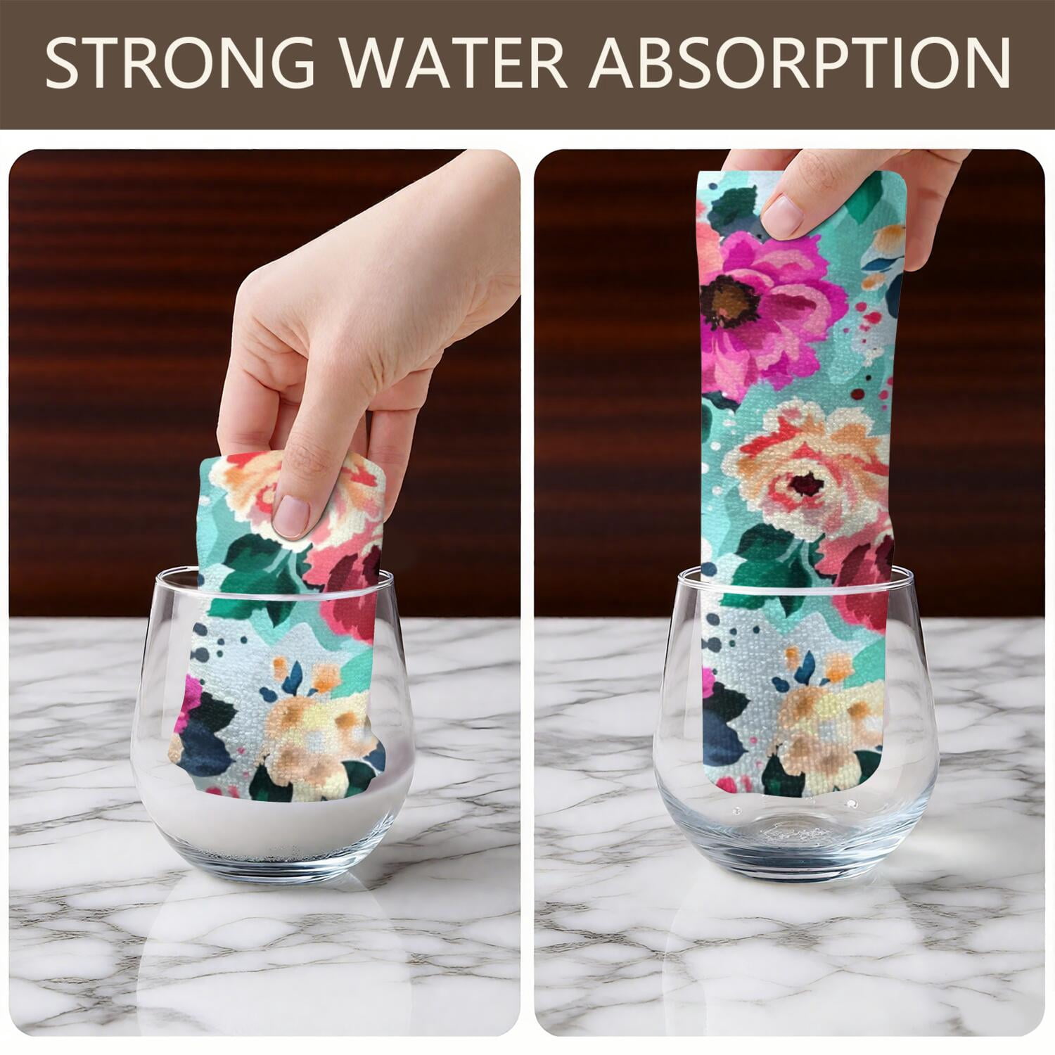 6 Pcs Funny Kitchen Towels,Pioneer Flower Floral Print Pattern Microfiber Dish Towels,Kitchen Tea Towels,Kitchen Towel Set (18" X 26")
