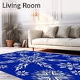 thumbnail image 2 of ODIKA 4'x6' Machine Washable Non-Slip Area Rug, Snowflake Crystal Holiday with Festive Winter Motifs High Traffic Rug with Pad, Blue, 629789, 2 of 8