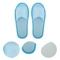 thumbnail image 3 of Unique Bargains 1 Pair Disposable Slippers Foldable Open-Toed Linen Slippers Hotel Slippers for Family Blue, 3 of 5
