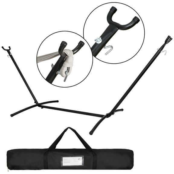 ZENY 9ft Weather-Resistant Portable Steel Hammock Stand W/ Hook, Case, Black