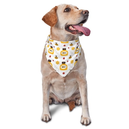 Naloa Bees and Flowers Dog Bandanas 1PC Washable Triangle Dog Scarfs Premium Durable Fabric for Small Medium Large Dogs and Cats