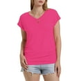 thumbnail image 5 of Olyvenn Stylish Womens Summer Tops Dressy Casual Cap Sleeve T Shirts for Women V Neck Ruched Tops Basic Tank Fashion Trendy Hot Pink L, 5 of 9