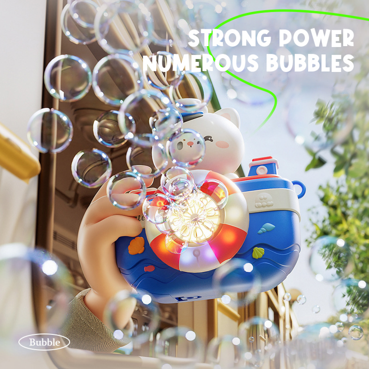 Cat Camera Bubbles Machine - Electric Bubble Maker Blower with Music & Lights for Boys Girls Outdoor Play Backyard Camping Gifts