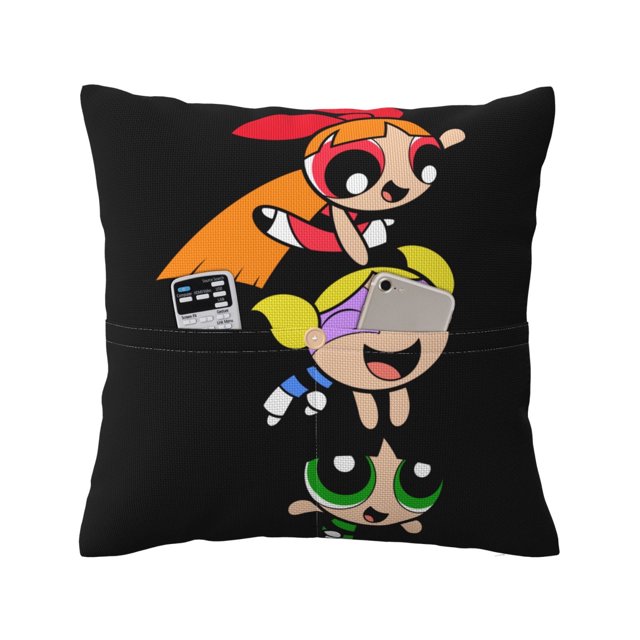 Funda de almohada decorativa de lino de Las Chicas Superpoderosas, funda de cojín cuadrada, funda de almohada para sofá, dormitorio, sofá, almohada decorativa de lino