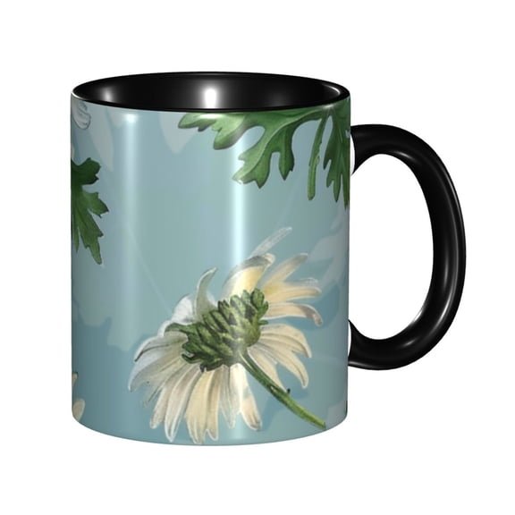 Daisies Flower Coffee Mug Fun Custom Ceramic Mugs 11oz Black