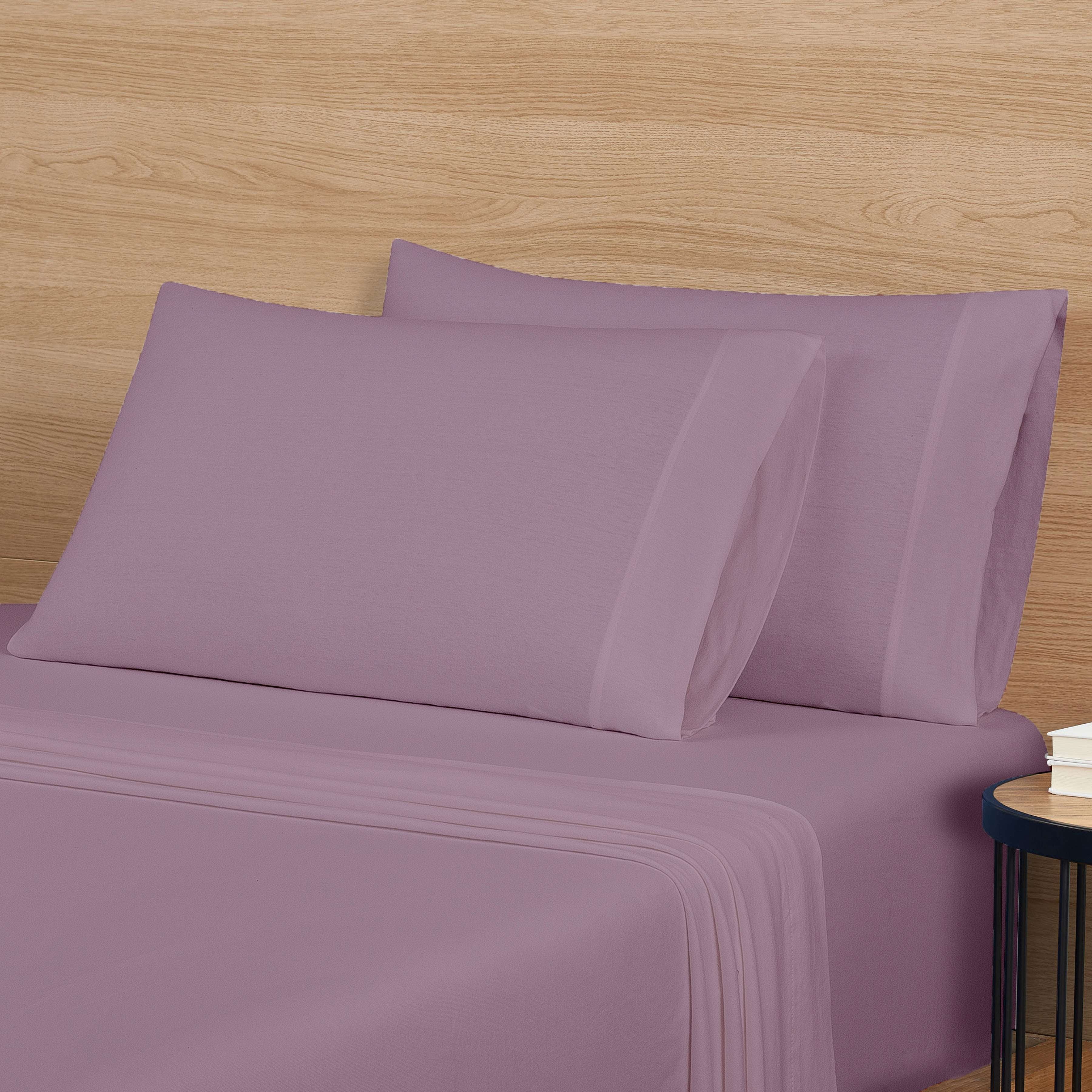 Mainstays Cotton Rich Extra Soft Jersey Bed Sheet Set, Queen, Lilac Bloom, 4 Pieces
