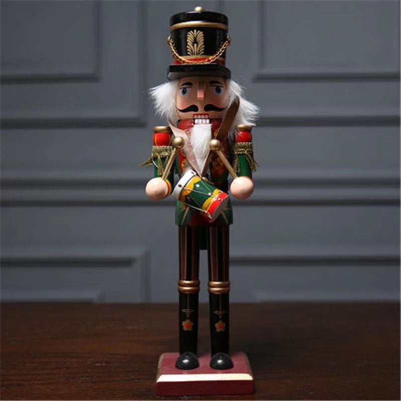 Wooden Christmas Nutcracker Soldier Puppet on Stand for Festival Decoration Gift 30cm Wooden Christmas Nutcracker