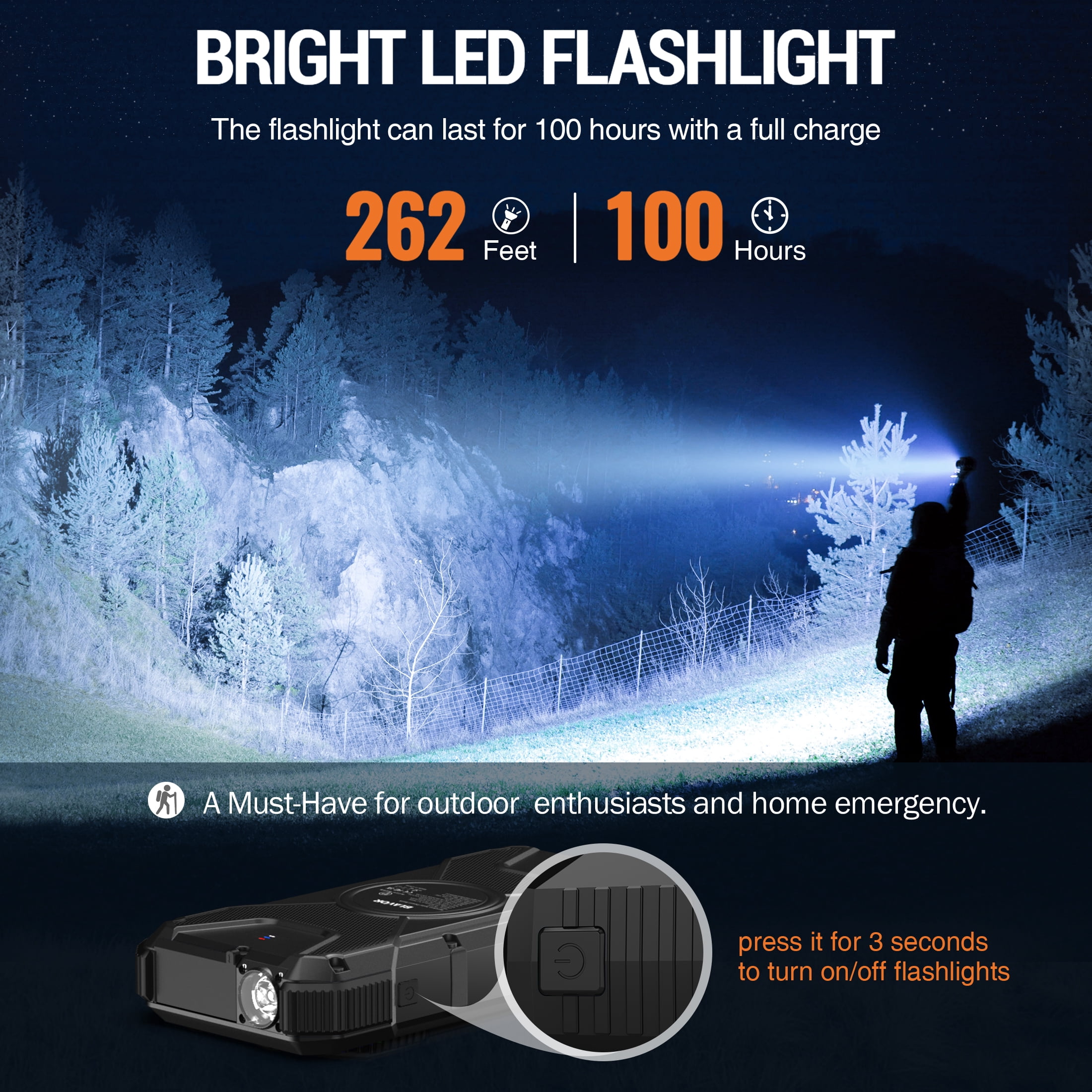 JTDD Solar Charger Power Bank, PD 18W Fast Charging 20000mAh Battery , Portable Solar Powered USB C Charger with Camping Flashlight Compass Carabiner for Cell Phone