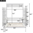 thumbnail image 4 of Full Size Murphy Bed with Shelves and LED Lights, Solid Wood Mobile Cabinet Bed Chest Bed, Space-Saving Foldable Platform Bed Folded into Cabinet for Home Office or Small Room, White, 4 of 7