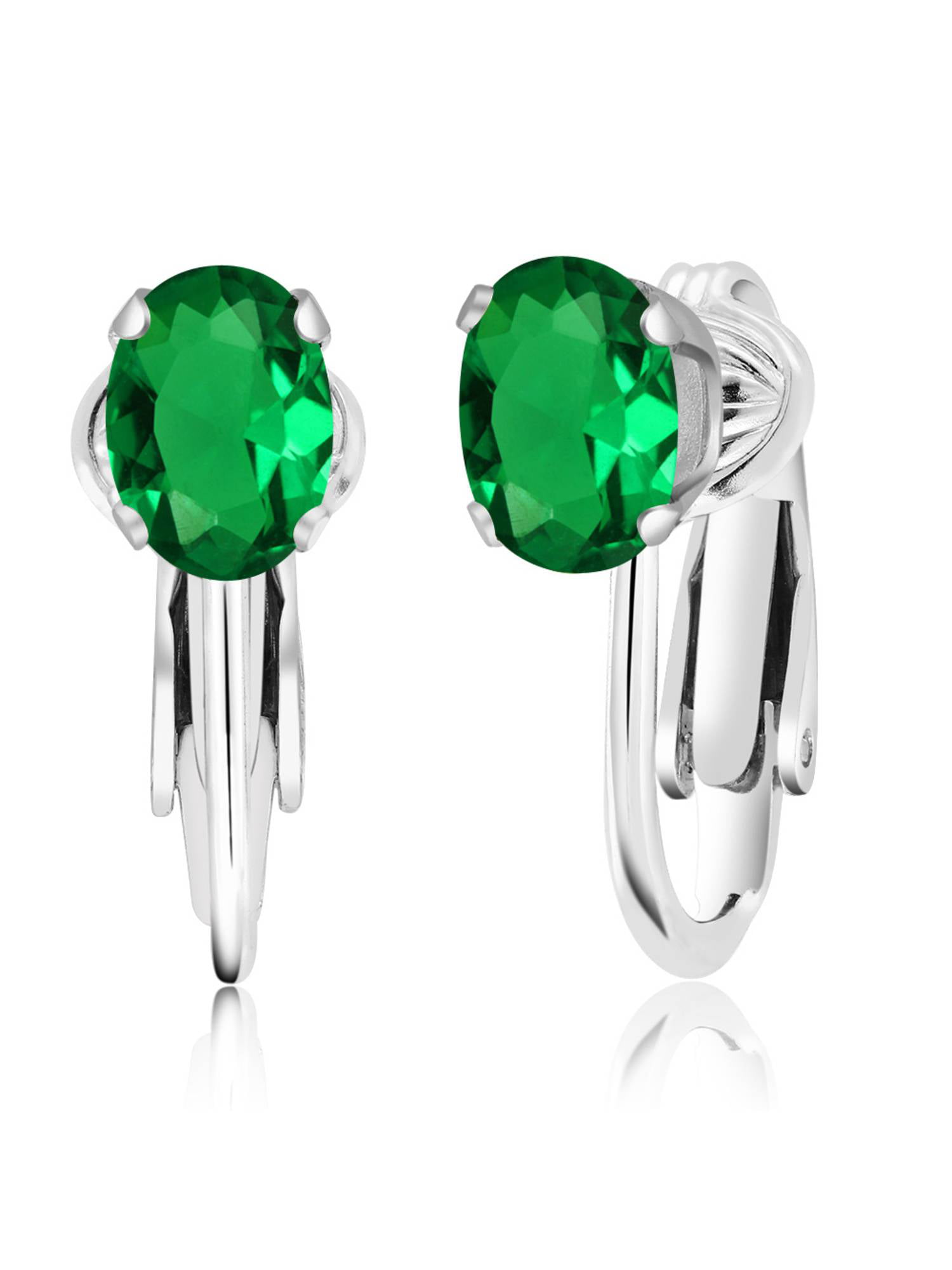 1.20 Ct Oval Simulated Emerald 925 Sterling Silver Leverback leverback earrings