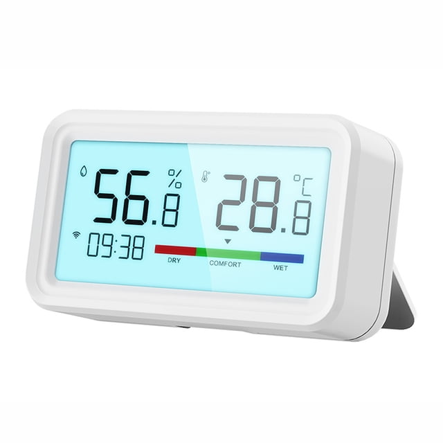 Smart WiFi and Bluetooth Dual-Mode Temperature and Humidity Sensor for Home Automation - Remote Control via Tuya App, Device Sharing, Group Management & Offline Alerts, Compatible with Alexa and