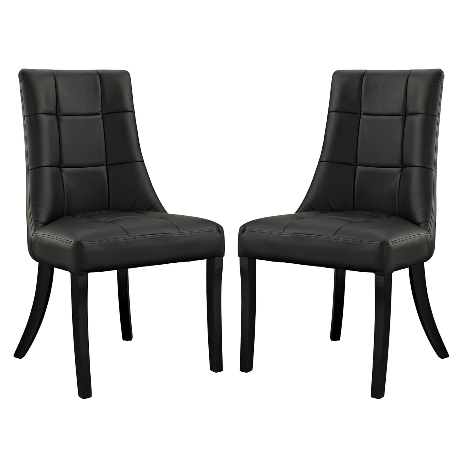 Modern Contemporary Kitchen Vinyl Dining Chair Set of Two Black